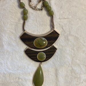Chico's Green and Brown Statement Necklace
